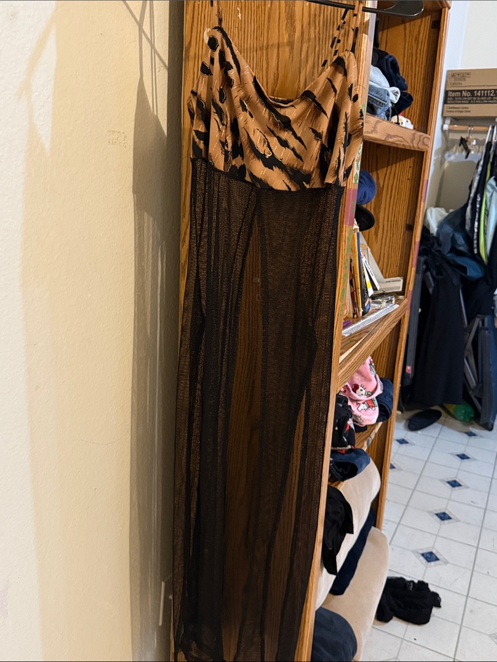 Animal-Print Bodice Black Sheer Maxi Swim Cover